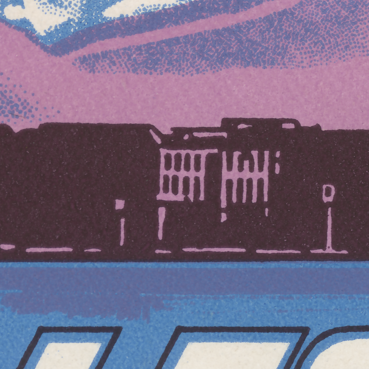 Detail of original vintage Les Bergues Geneva Switzerland luggage label artwork