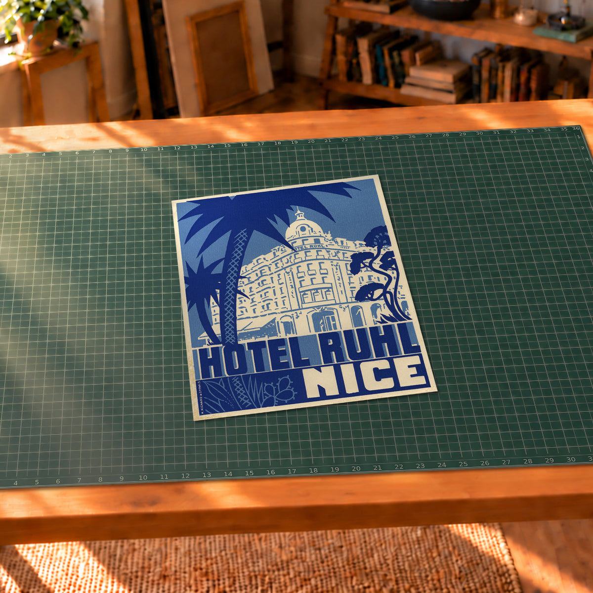 Vintage Hotel Ruhl Nice France luggage label art print