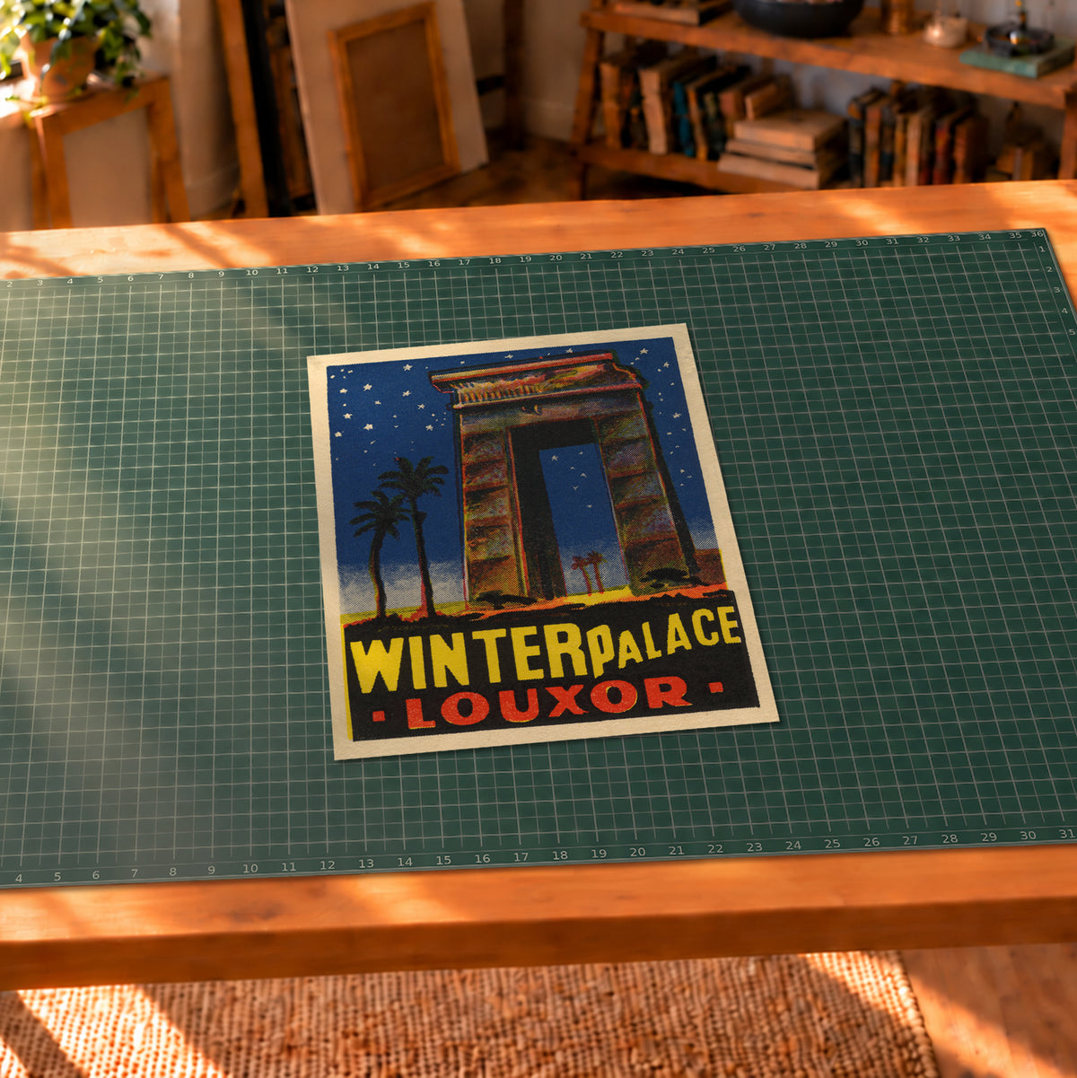 Vintage Winter Palace Luxor Egypt luggage label art print