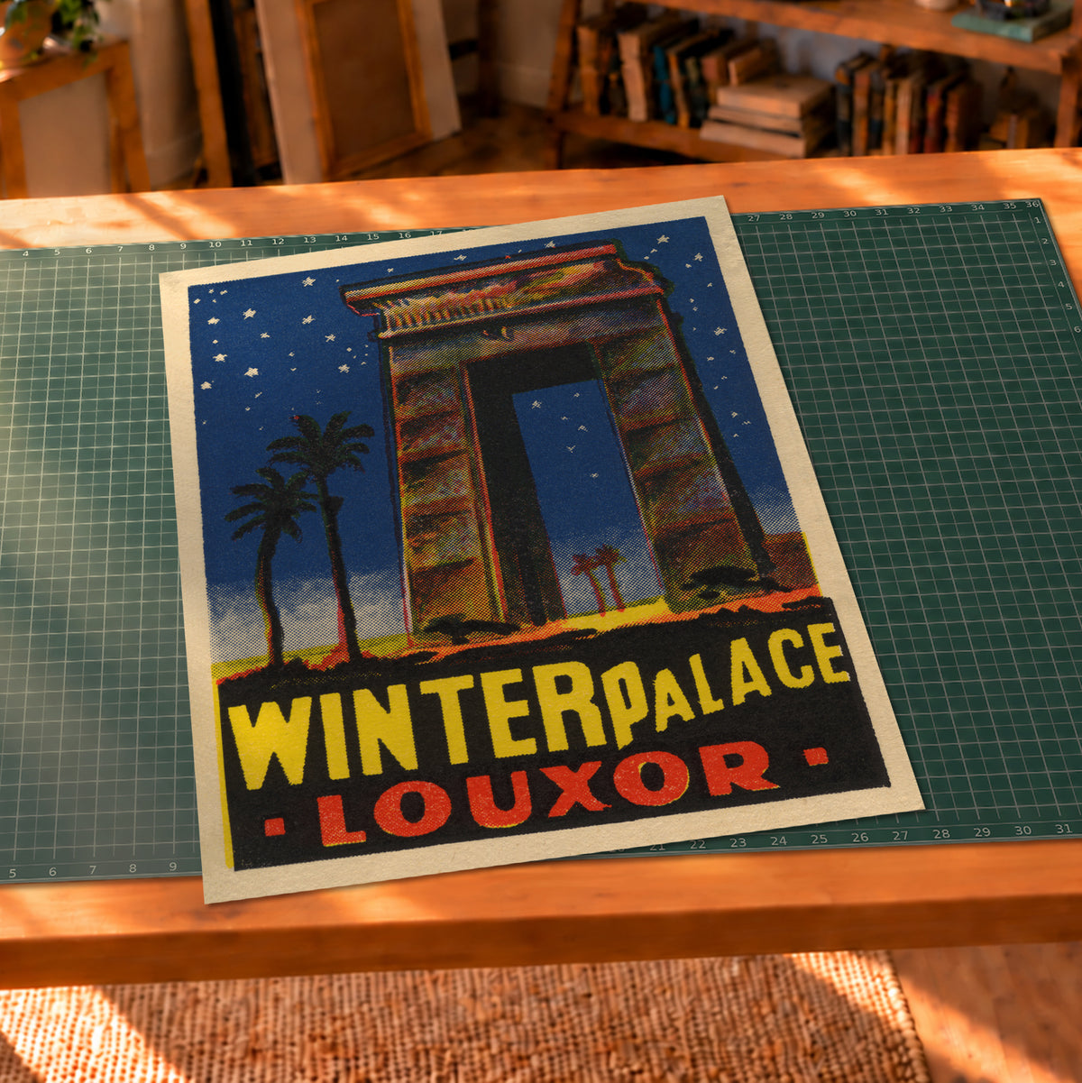 Vintage Winter Palace Luxor Egypt luggage label art print