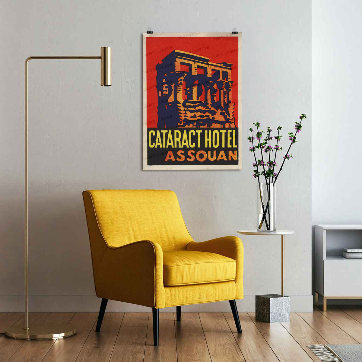 Vintage Cataract Hotel Aswan Egypt circa-1920 luggage label travel print