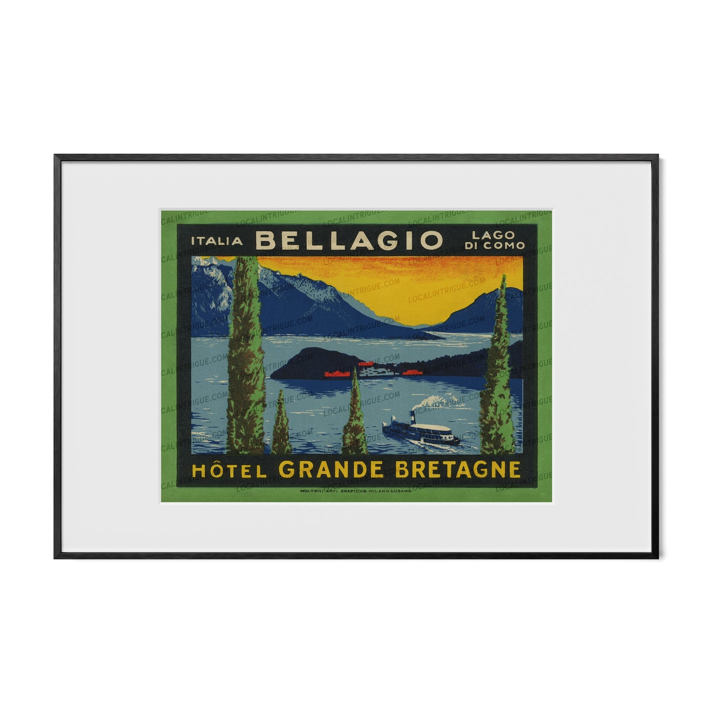 Hotel Grande Bretagne · Lake Como, Italy · Framed Print