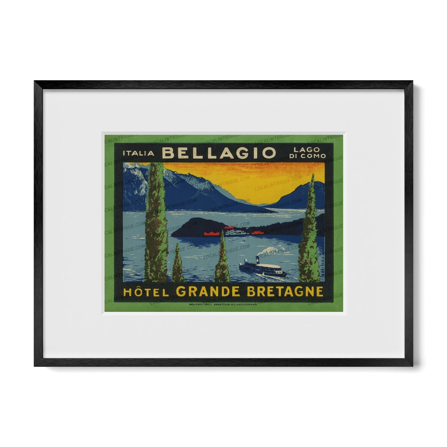 Hotel Grande Bretagne · Lake Como, Italy · Framed Print