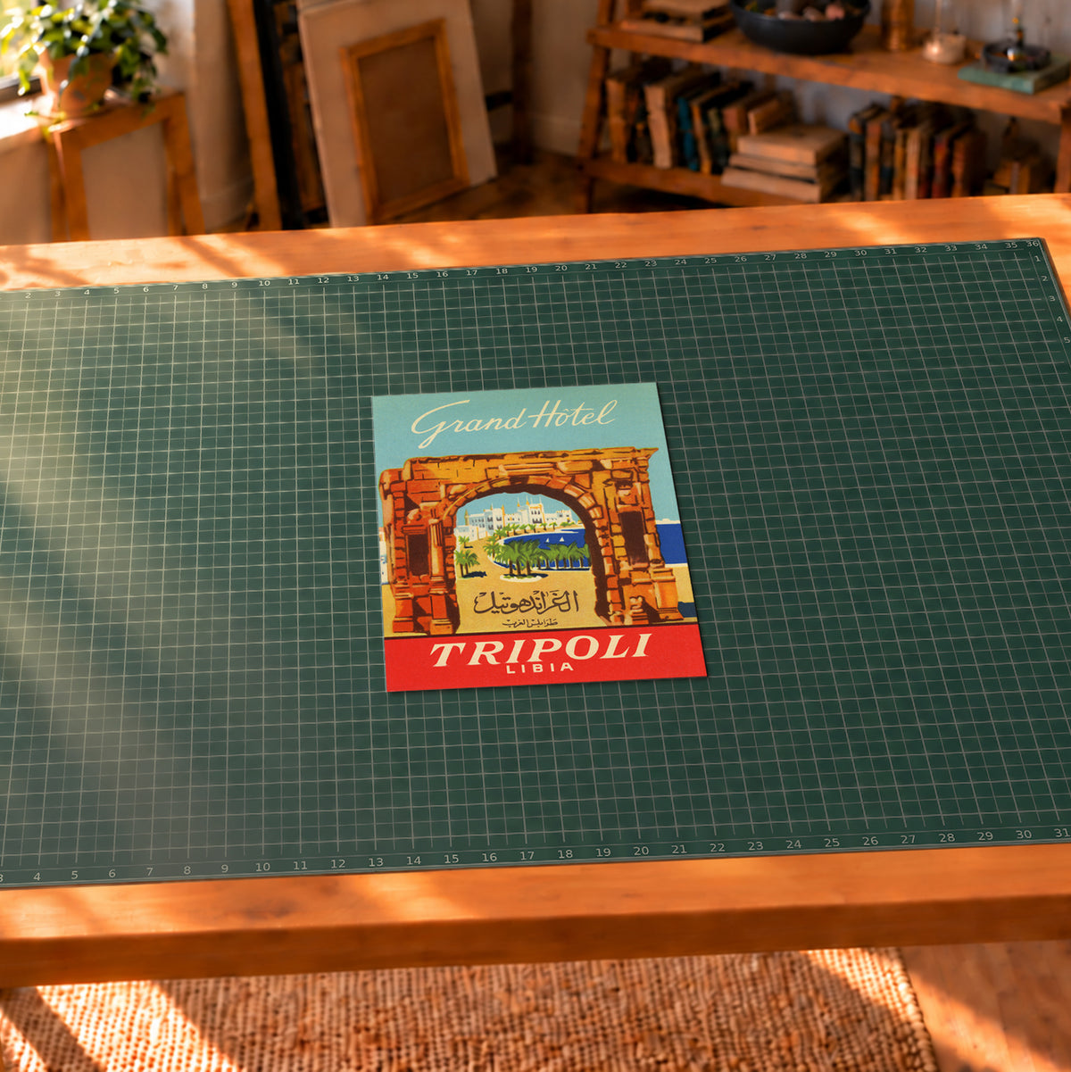 Vintage Grand Hotel Tripoli Libya luggage label art print