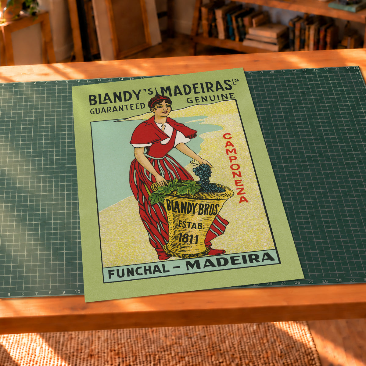 Vintage Blandy's Madeira Portugal travel decal art print