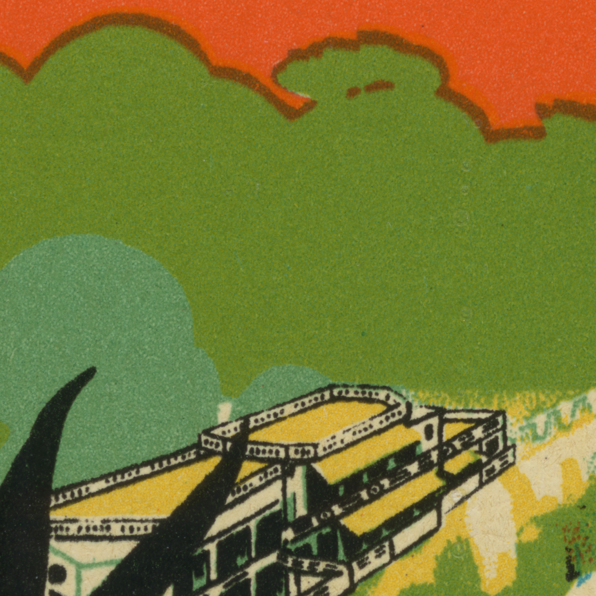 Detail of original vintage Hotel du Cap Antibes France luggage decal artwork