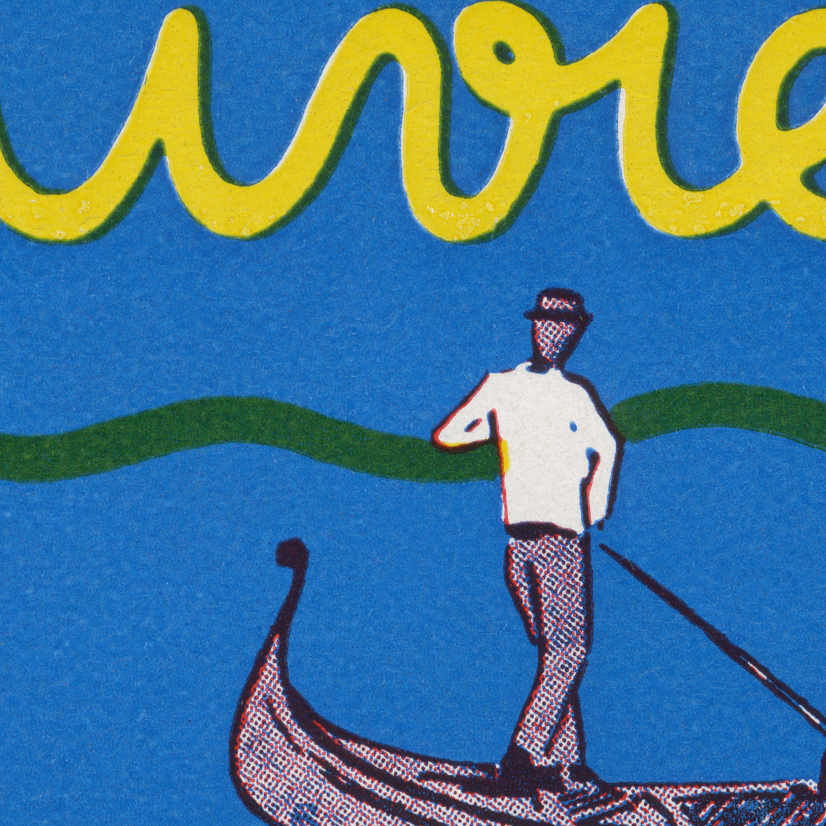 Detail of original vintage Hotel Riviera Venice Lido luggage decal artwork