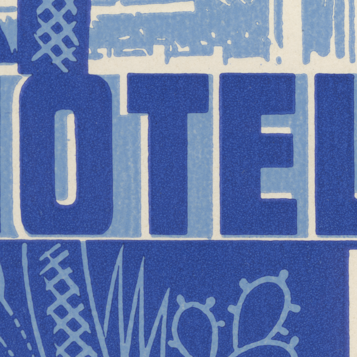 Detail of original circa-1930 Hotel Ruhl Nice France luggage label artwork