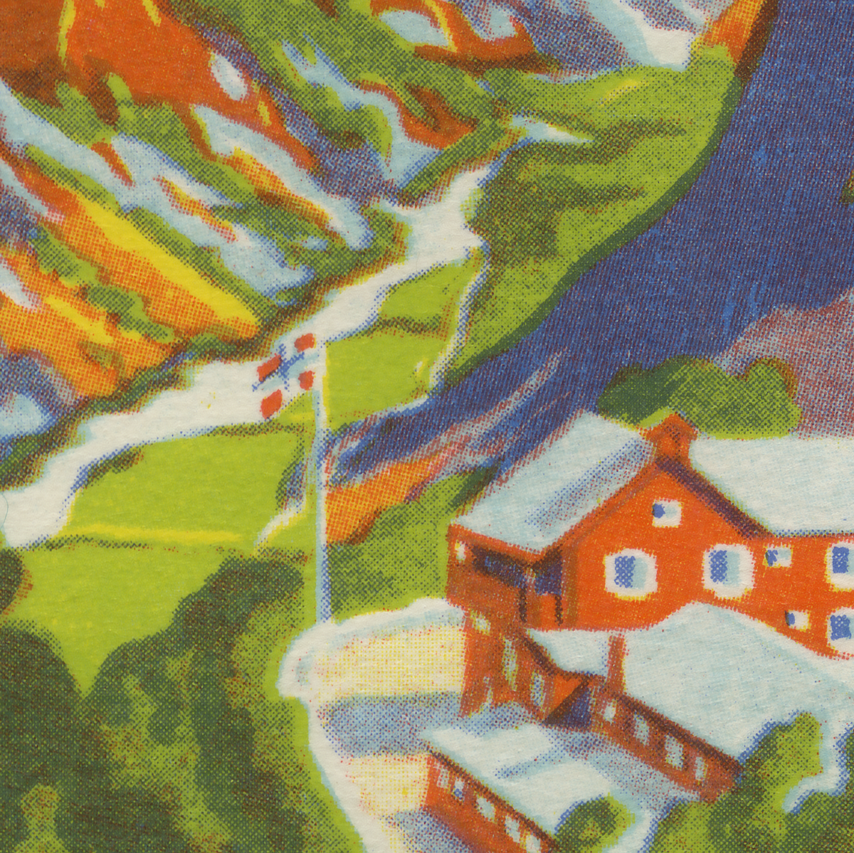 Detail of original vintage Stalheim Hotel Norway luggage label artwork