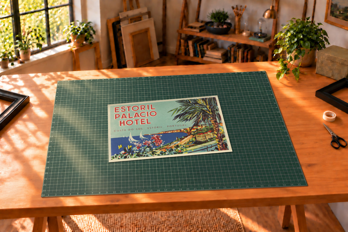 Vintage Palácio Estoril Portugal luggage decal art print