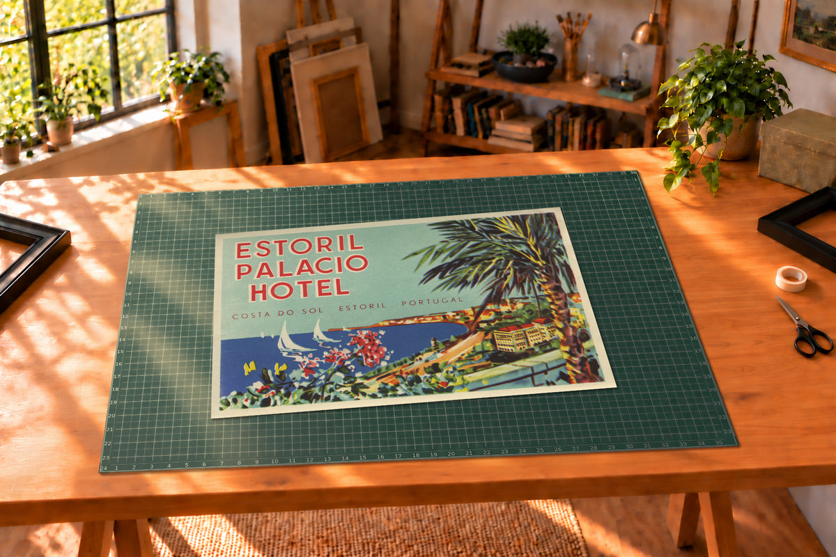 Vintage Palácio Estoril Portugal luggage decal art print