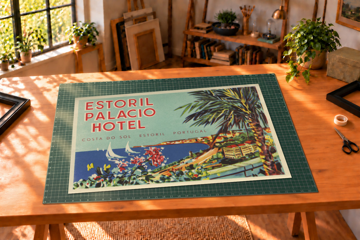 Vintage Palácio Estoril Portugal luggage decal art print