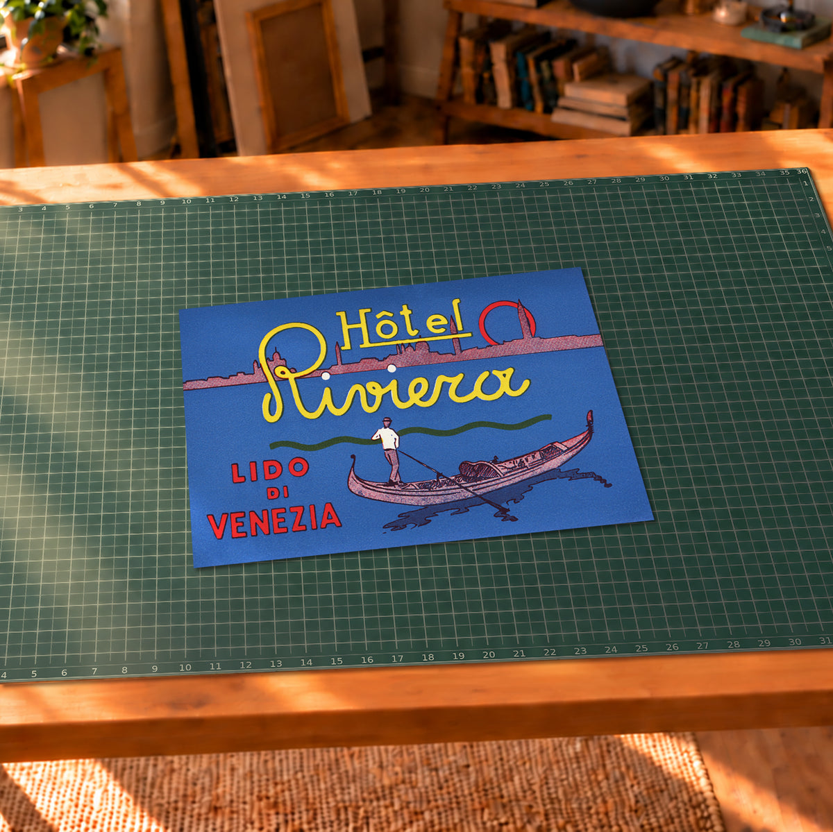 Vintage Hotel Riviera Venice Lido Italy luggage decal art print