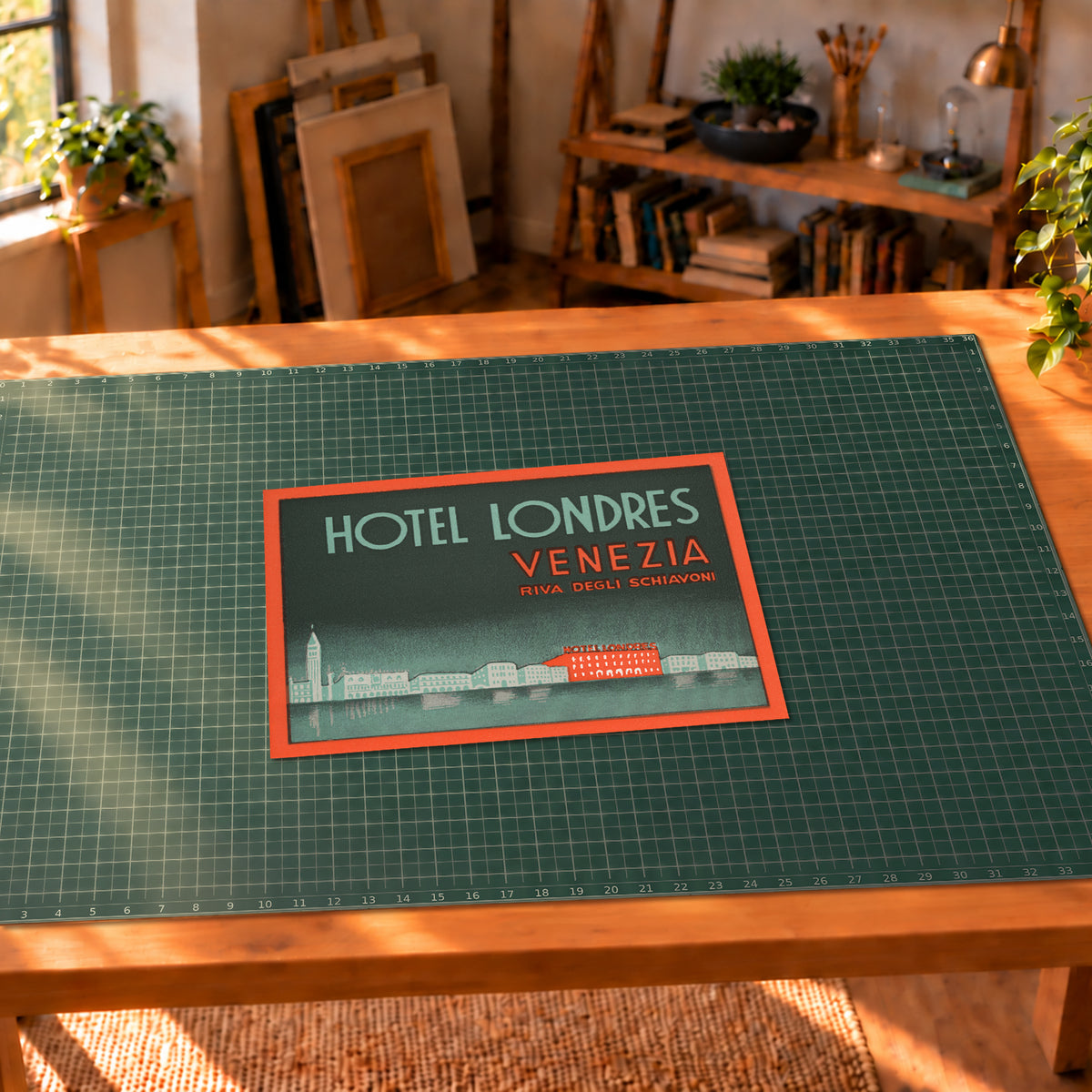 Vintage Hotel Londres Venice Italy luggage label art print