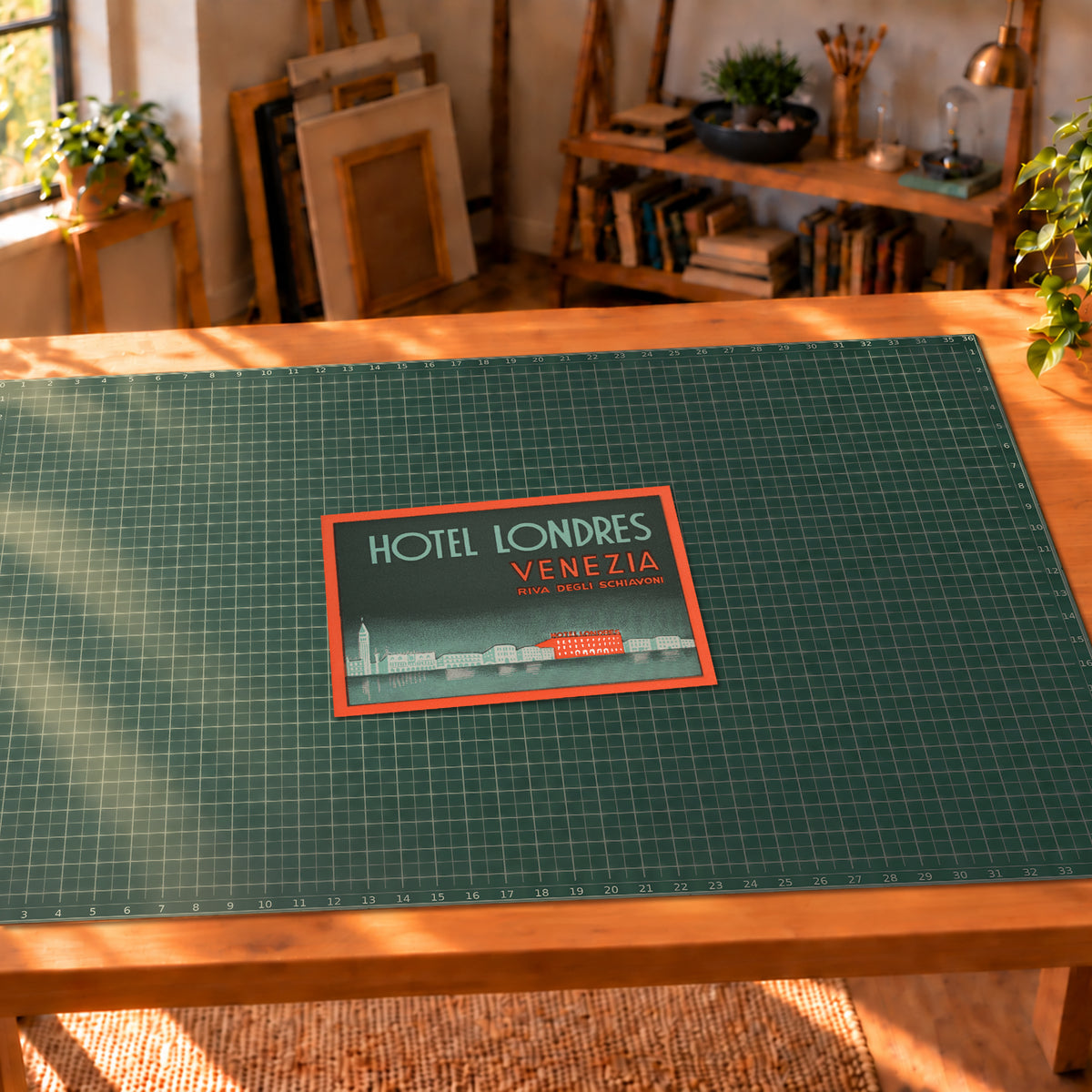 Vintage Hotel Londres Venice Italy luggage label art print