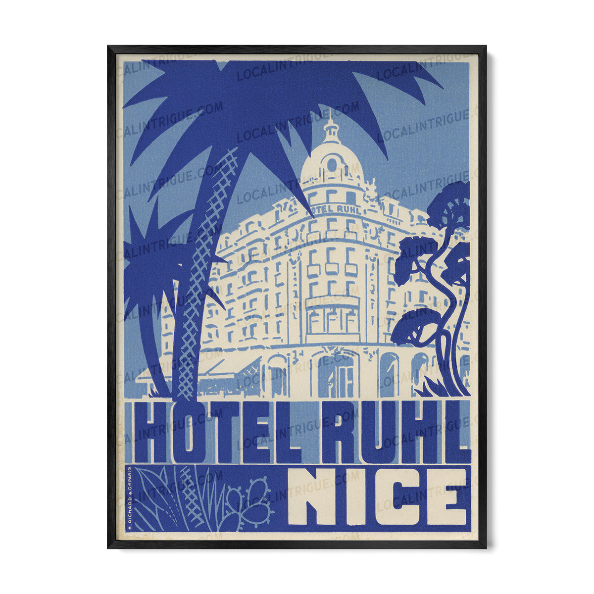 Hotel Ruhl Nice vintage travel print in black premium metal frame