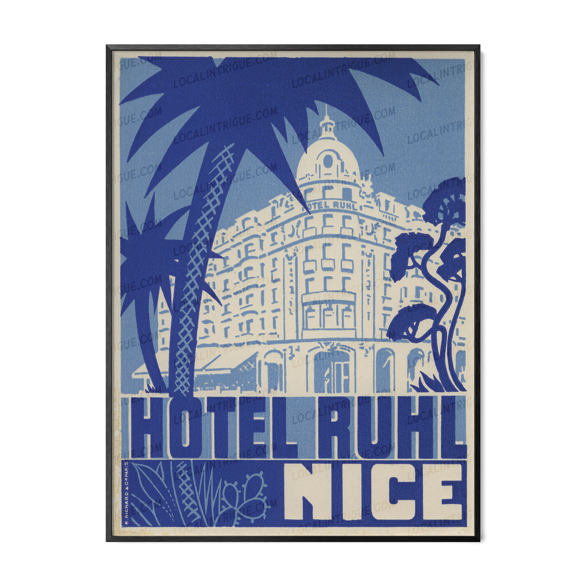 Hotel Ruhl Nice vintage travel print in black premium metal frame