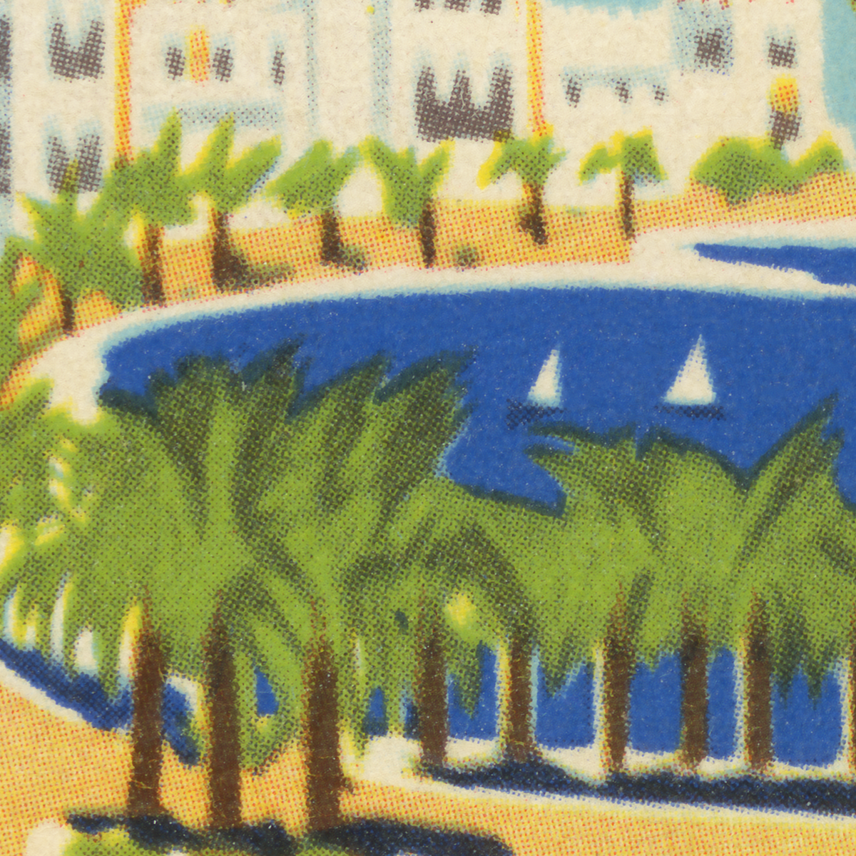 Detail of original circa-1930 Grand Hotel Tripoli Libya luggage label artwork